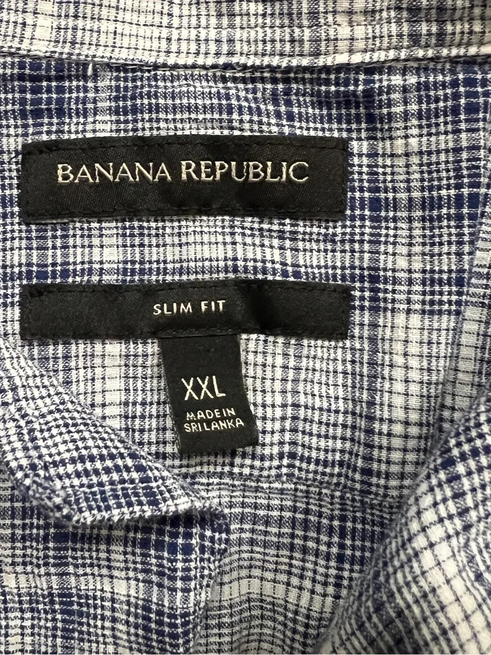 Banana Republic Men’s Light Blue and White Plaid Button-Down Shirt